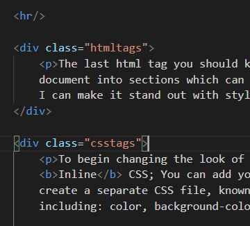 div tags with classes